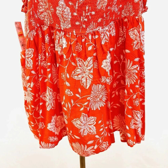 NWT SONOMA Women Sleeveless Pullover Square Neck Red Rayon Floral Shirt Size 3X - Picture 5 of 13